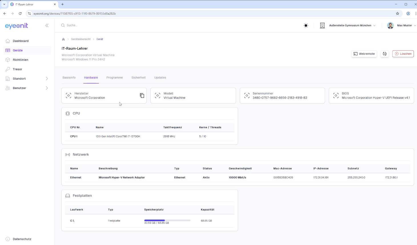 Hardware-Details des Geräts